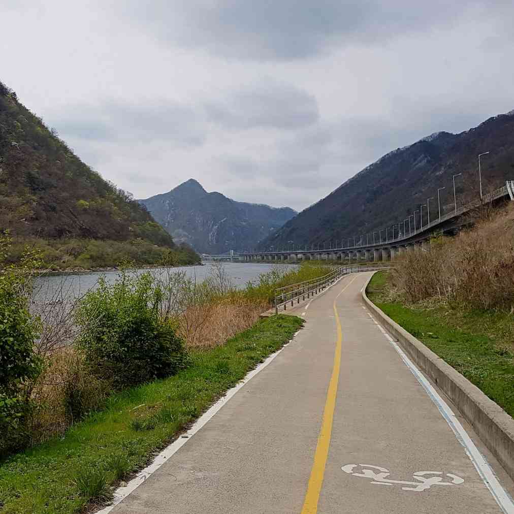 A picture of the bicycle path on the Bukhangang Bicycle path.