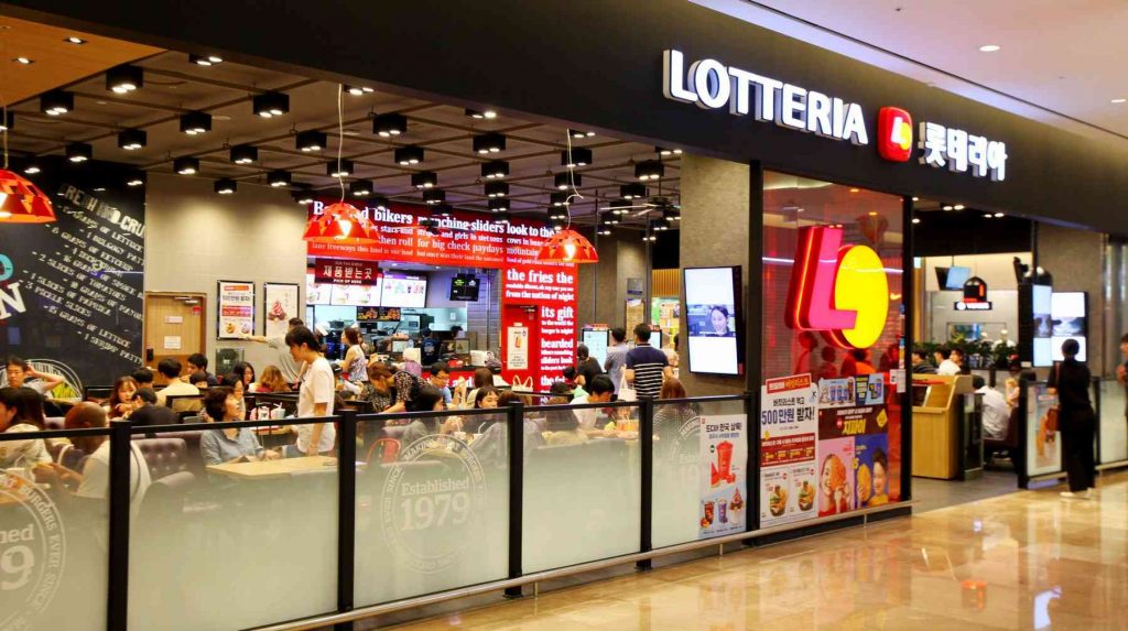 A picture of Lotteria in Lotte World Mall, Seoul, South Korea.