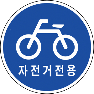 A bicycle only road sign in Korea.