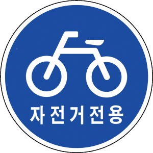 A bicycle only road sign in Korea.