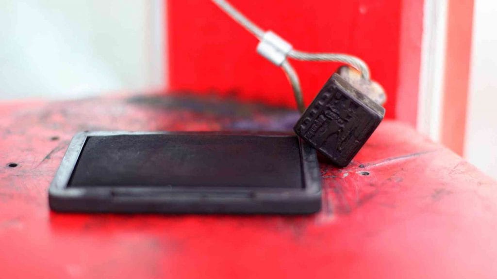 A picture of a stamp at a checkpoint booth in South Korea.