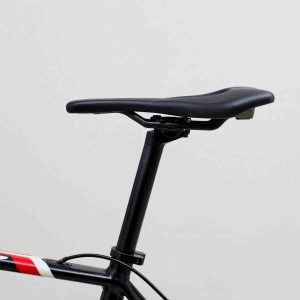 A gif of a bicycle seat post and saddle going up and down.