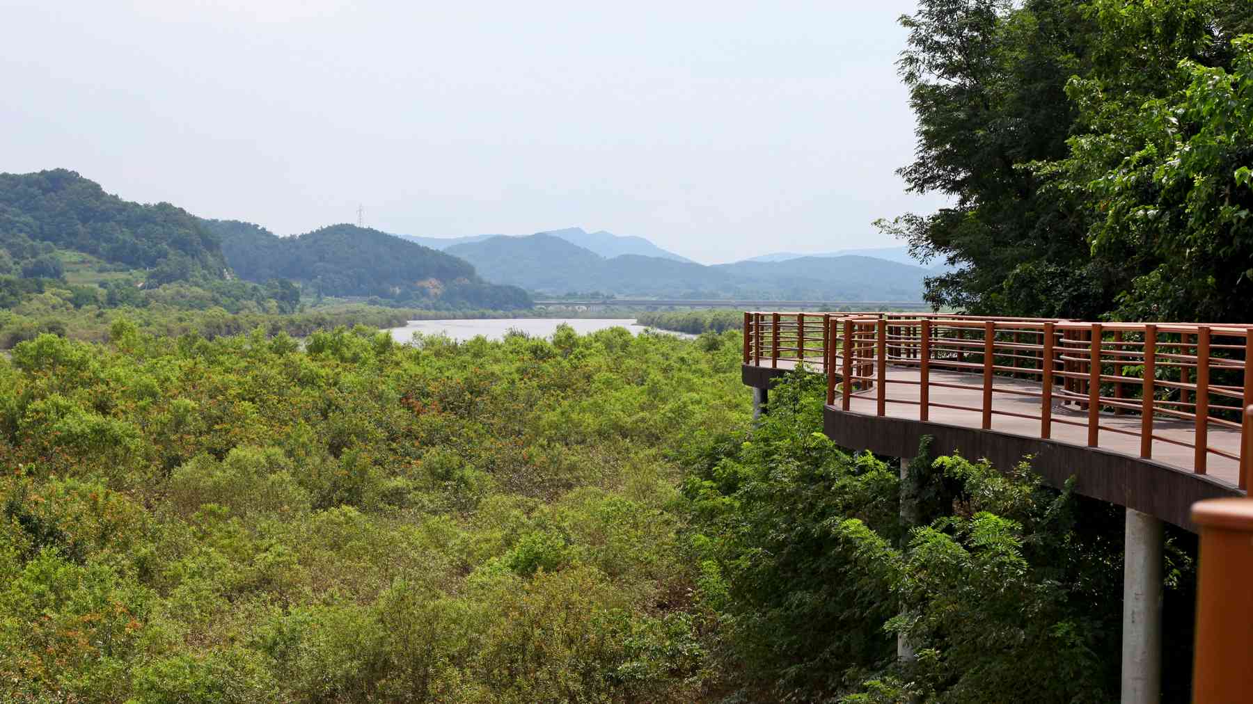 A picture of the Nakdonggang Bike Path (낙동강자전거길) between Andong and Sangju Cities along the Nakdong River in South Korea.