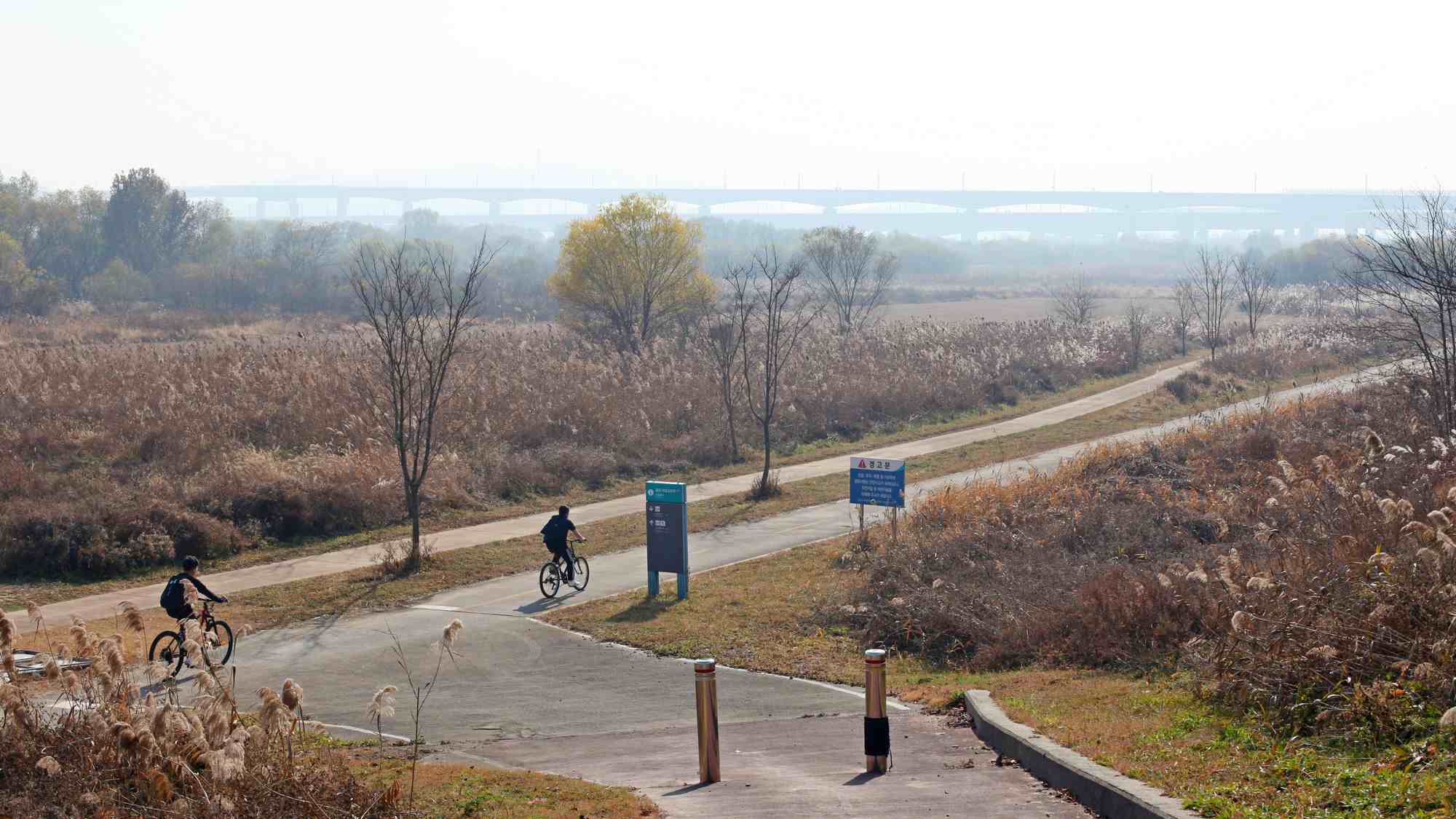 Ocheon Bike Path - Jeungpyeong Sejong - Bike Path and Bikers Overpass Miho Stream