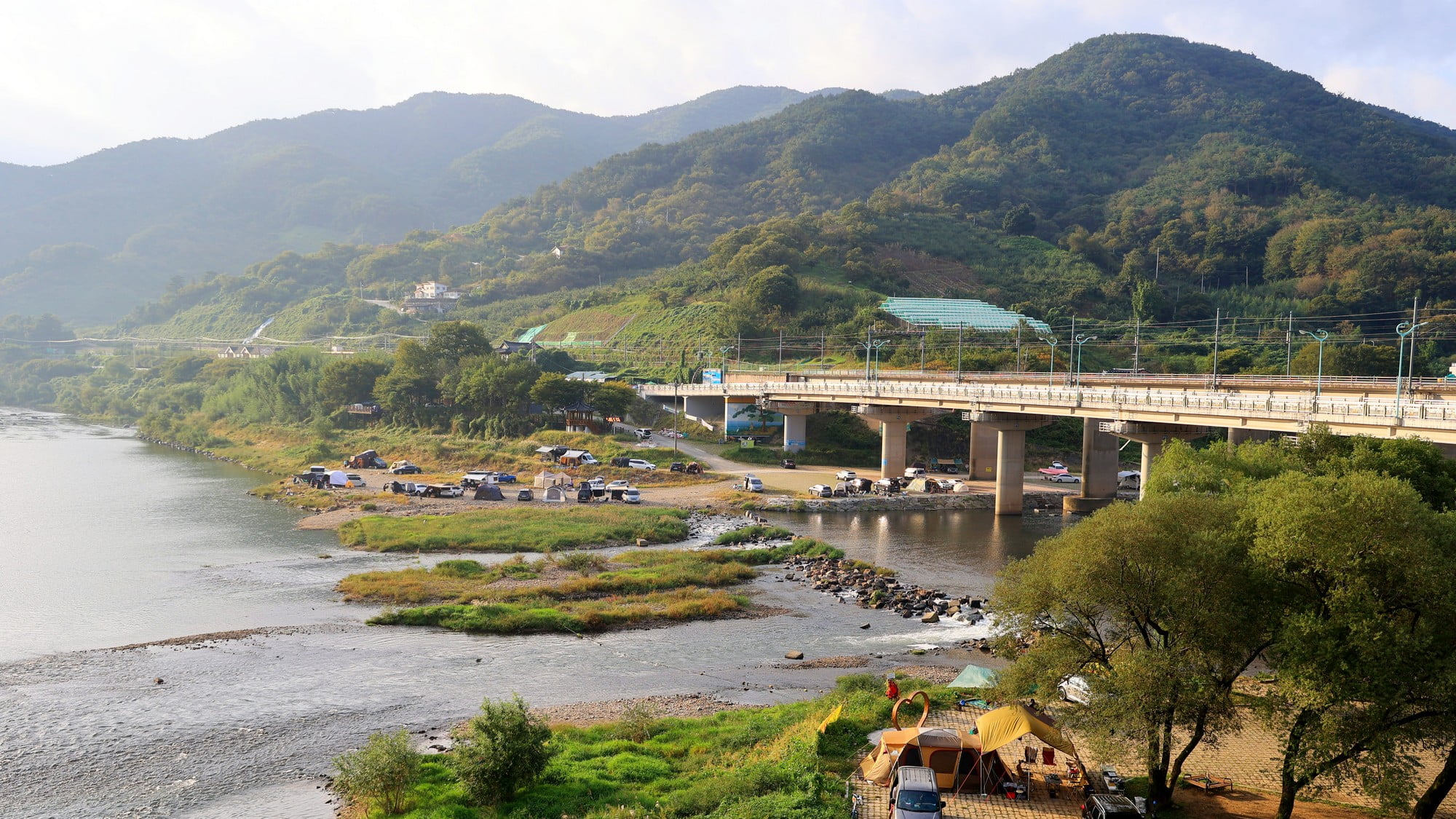 Seomjingang Bike Path - Gokseong Gwangyang - Campsite Under Bridge in Yalu Village Gurye