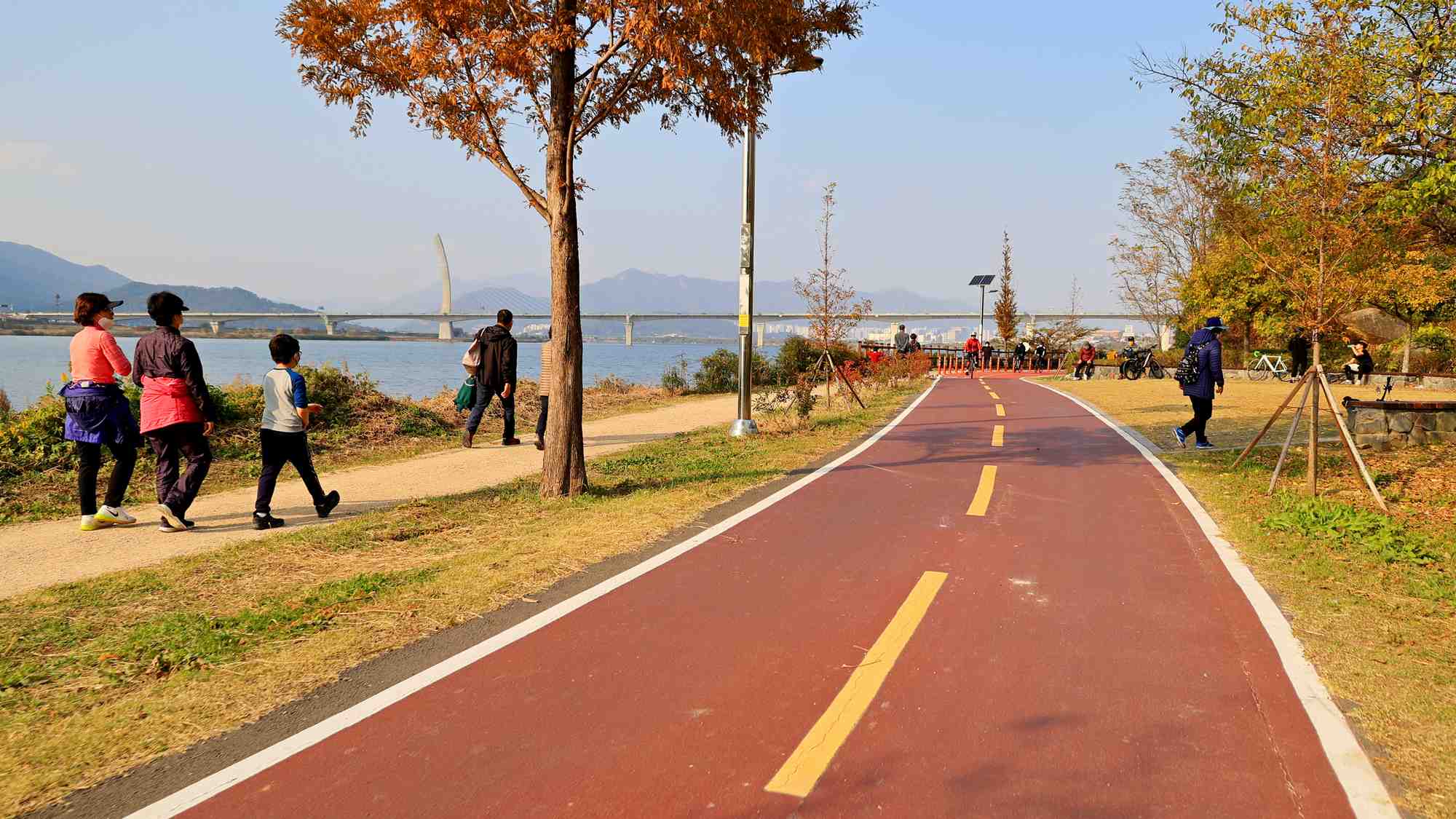 A picture of the Nakdonggang Bike Path (낙동강자전거길) along the Nakdong River in South Korea.