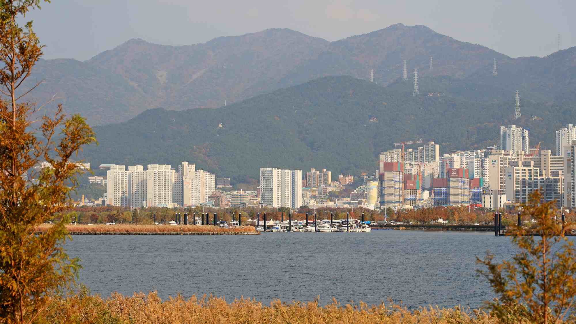 A picture of the Nakdonggang Bike Path (낙동강자전거길) in Busan City along the west side of the Nakdong River in South Korea.