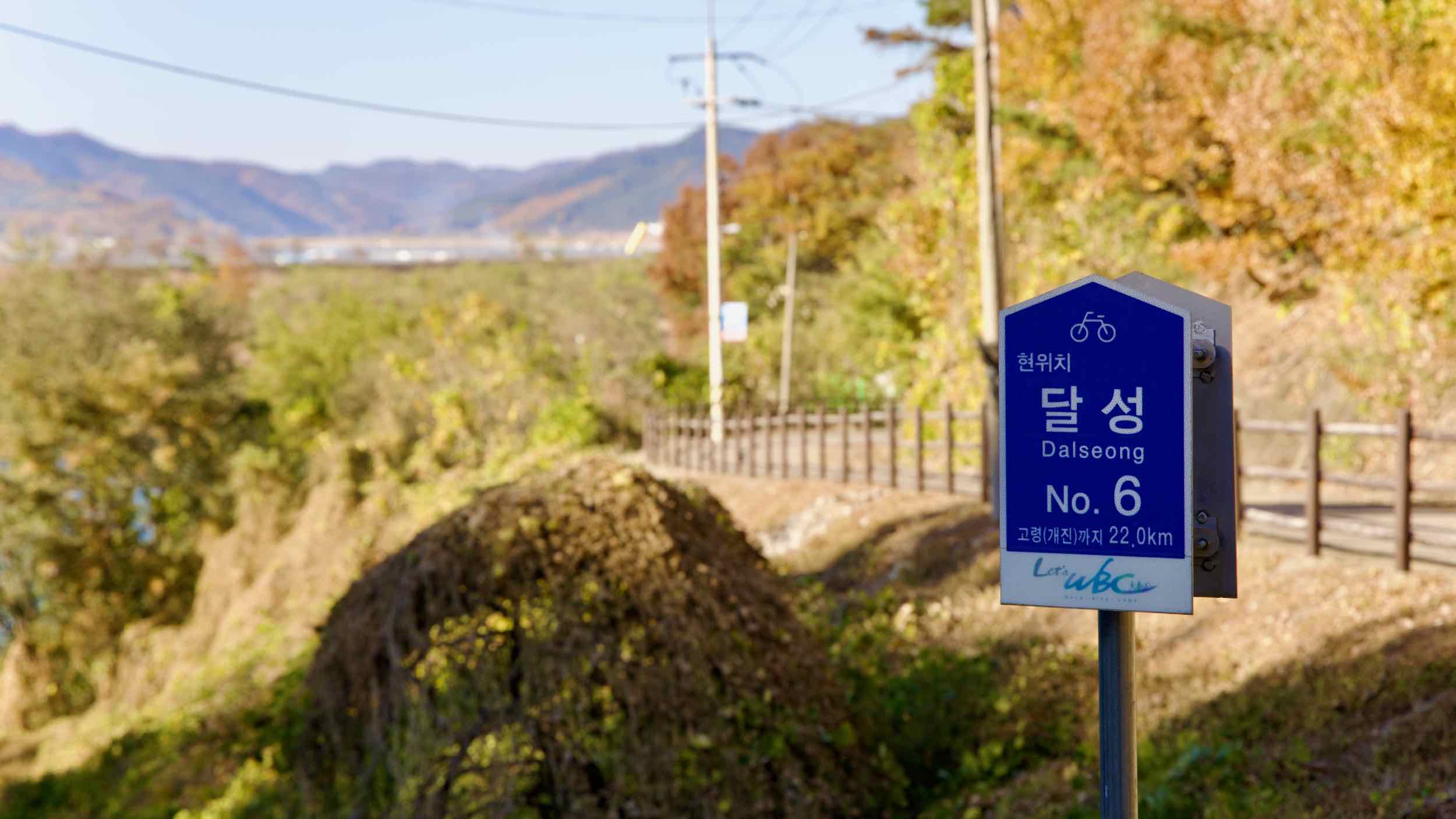 A picture of the Nakdonggang Bike Path (낙동강자전거길) along the Nakdong River in Dalseong Country, South Korea.
