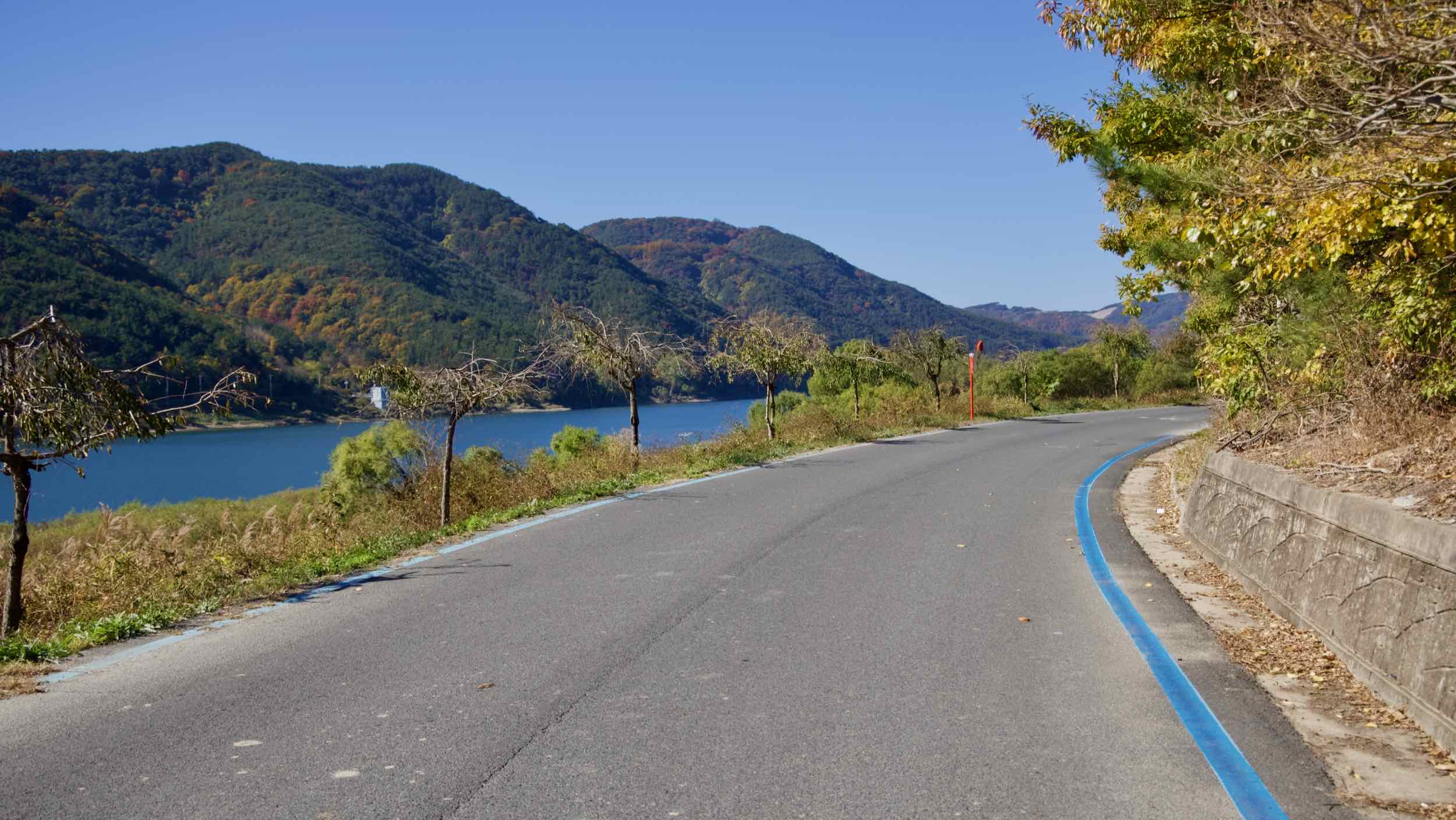 A picture of the Nakdonggang Bike Path (낙동강자전거길) in Changnyeong County, South Korea.