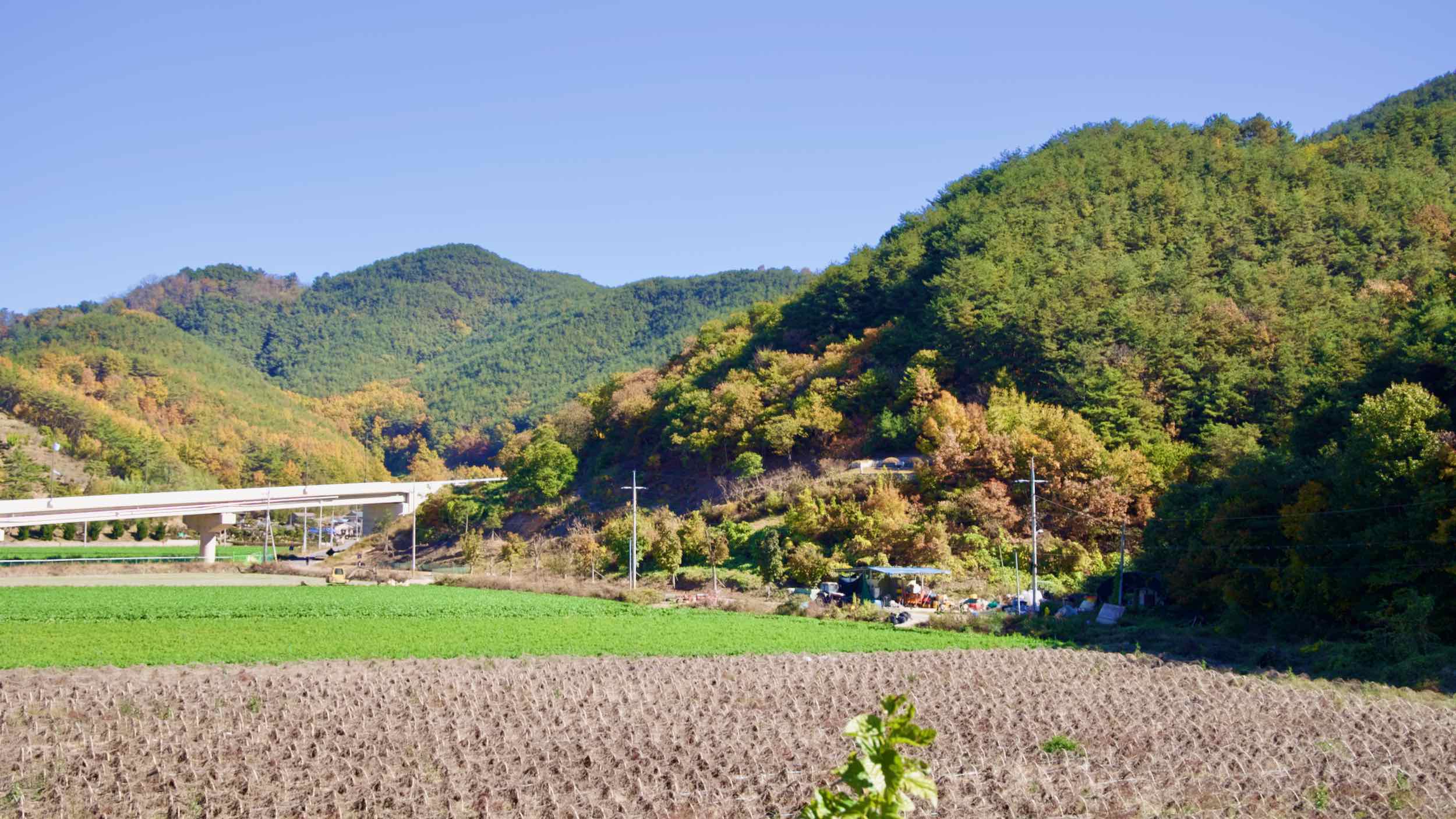 A picture of the Yeongaji (영아지고개) & Angaesil (안개실고개) Passes along the Nakdonggang Bike Path in Changnyeong County, South Korea.