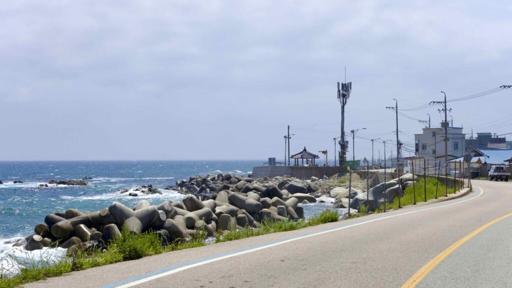 The seaside pavilion at Changdae Port in Yeongdeok County.
