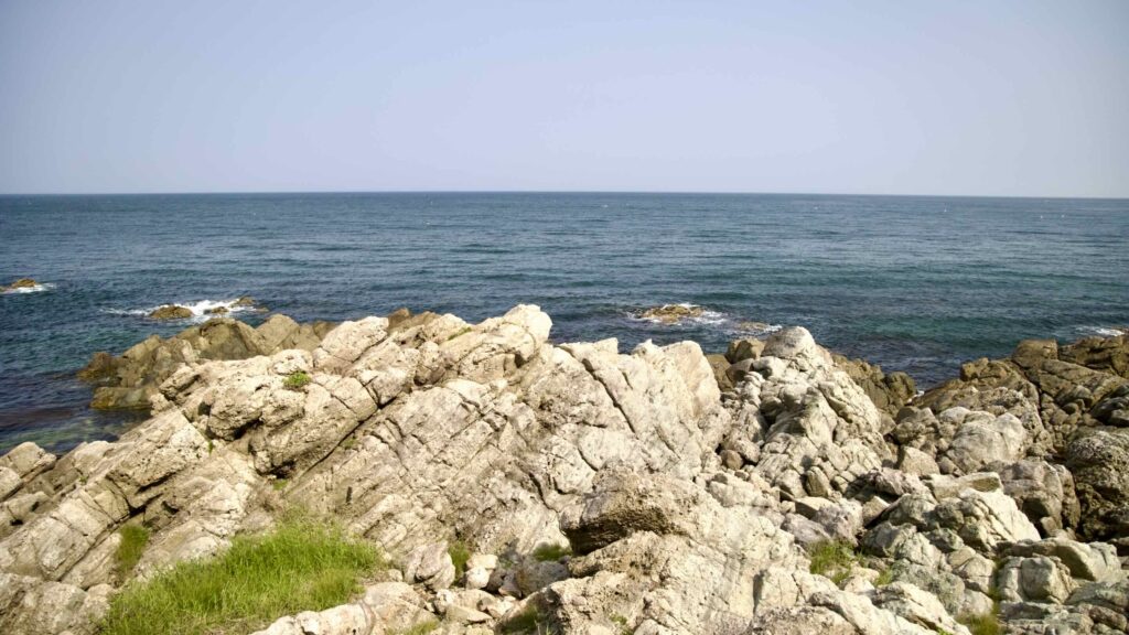 The rocky coast on the north side of Jukdo Mountain in Chuksan Port, Yeongdeok County, South Korea.