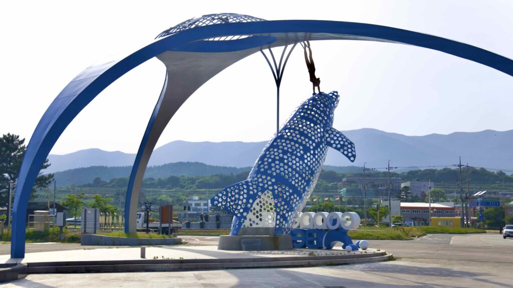 A picture of whale sculpture Goraebul Beach (고래불해수욕장) in Yeongdeok County, South Korea.