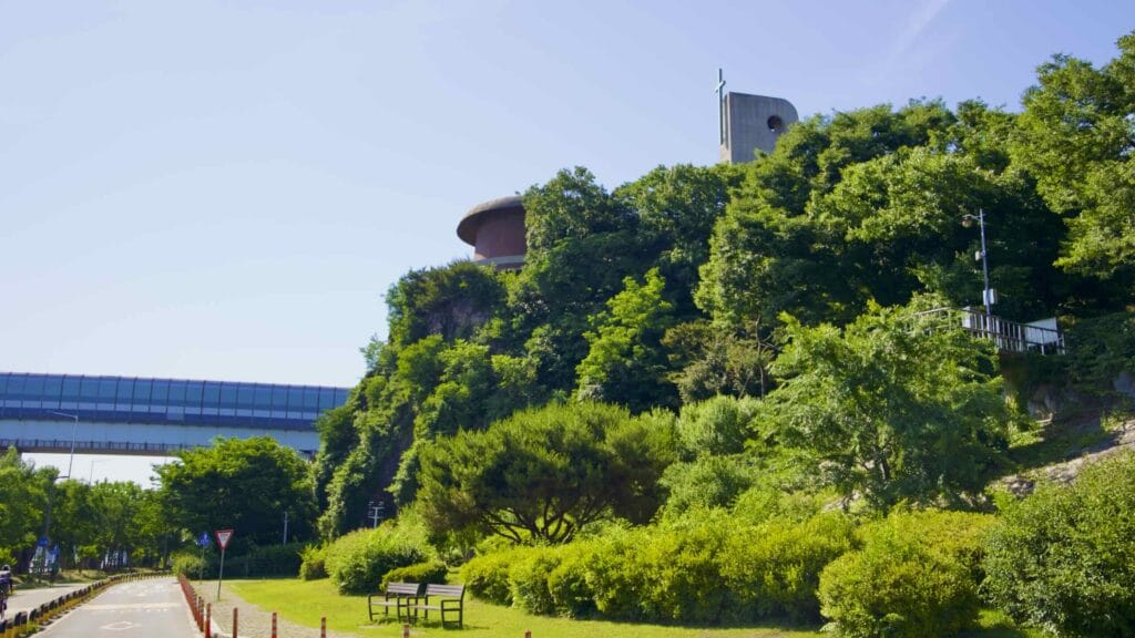 A picture of Jeoldusan Martyrs’ Shrine (절두산 순교성지) near Mangwon Hangang Park (망원한강공원) in Seoul, South Korea.