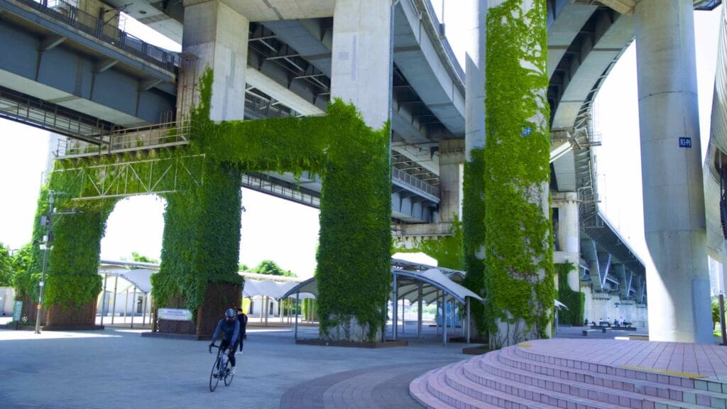 A picture of the J-Bug Cultural Complex (뚝섬자벌레) in Ttukseom Hangang Park in Seoul, South Korea.