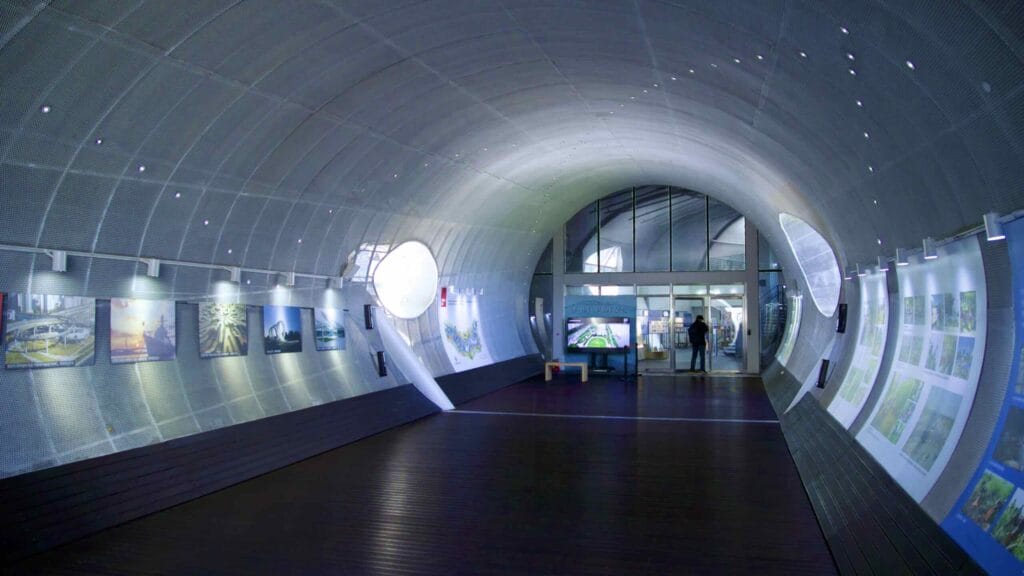 A picture of the J-Bug Cultural Complex (뚝섬자벌레) in Ttukseom Hangang Park in Seoul, South Korea.