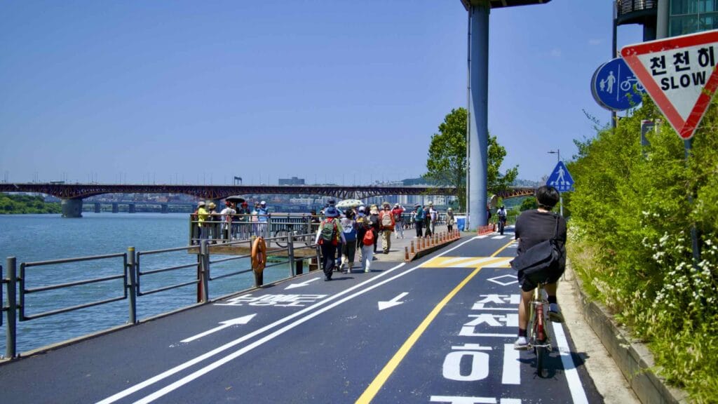 A picture of Seongsu Cloud Bridge (성수구름다리) in Ttukseom Hangang Park (뚝섬한강공원), Seoul, South Korea.
