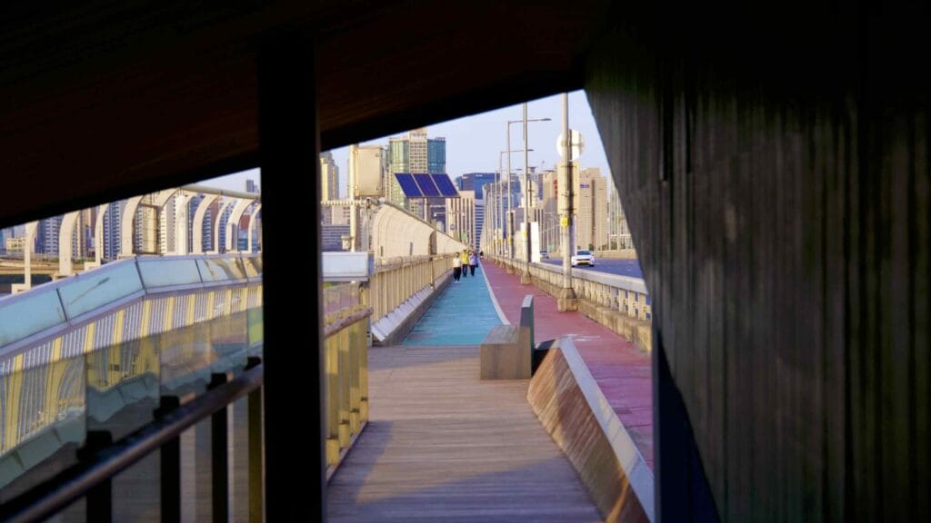 Bamseom Ecological Experience Center (밤섬생태체험관) and Bamseom Island (밤섬) near Yeouido Hangang Park (여의도한강공원) in Seoul, South Korea.