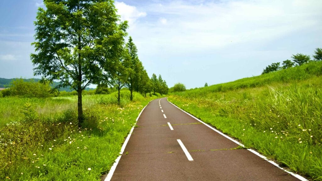 A picture of Nakdonggang Bicycle Path (낙동강자전거길) along Nakdong River in Dalseong County, South Korea.