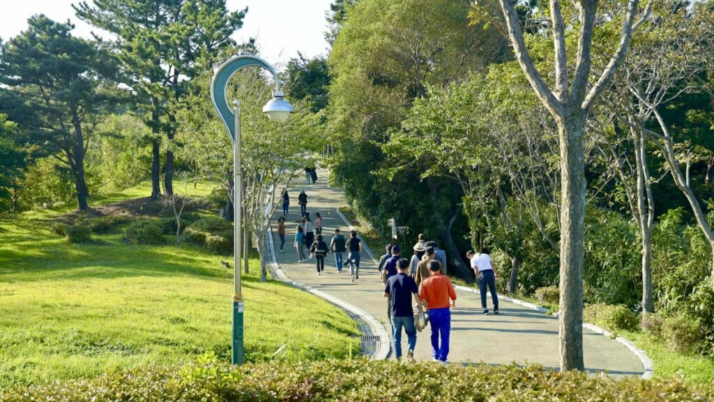 A picture of at walking path near Mangyang Pavilion Sunrise Square (망양정해맞이광장) along the Gyeongbuk (East Coast) Bicycle Path (동해안자전거길 (경북)) in Uljin County (울진군), South Korea.
