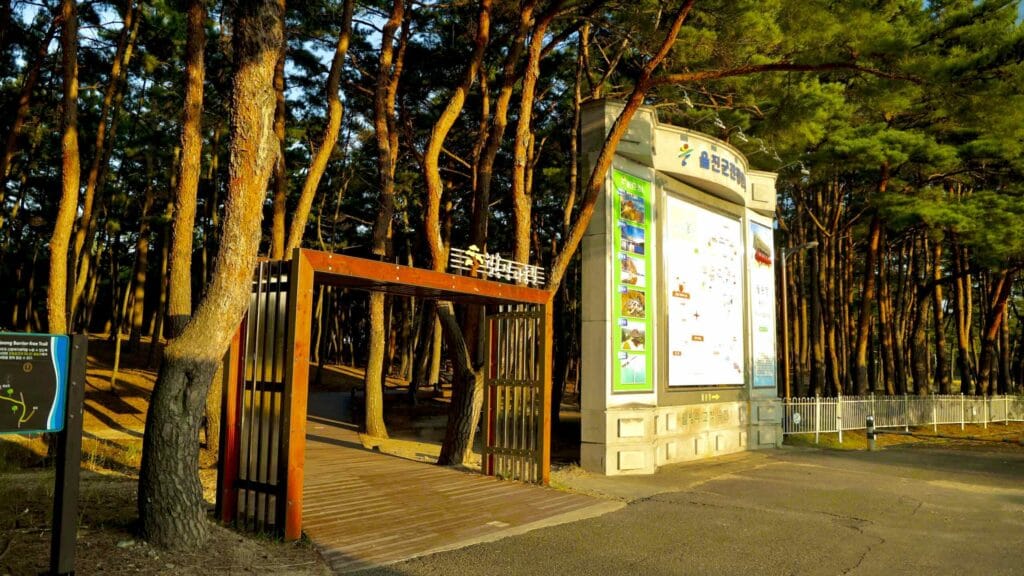 A picture of Wolsong Pavilion (월송정) along the Gyeongbuk (East Coast) Bicycle Path (동해안자전거길 (경북)) in Uljin County (울진군), South Korea.
