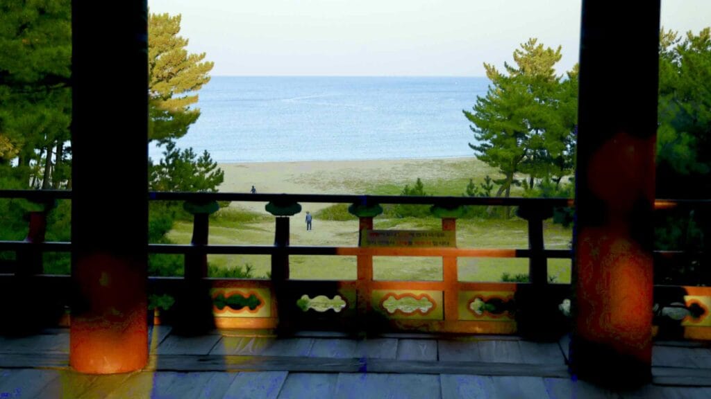 A picture of Wolsong Pavilion (월송정) along the Gyeongbuk (East Coast) Bicycle Path (동해안자전거길 (경북)) in Uljin County (울진군), South Korea.
