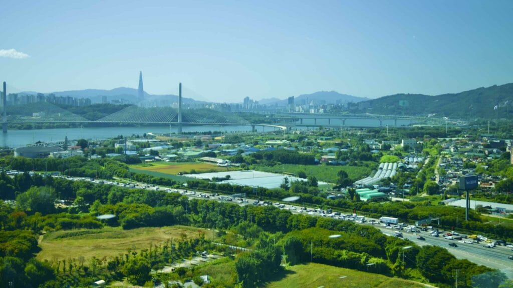 A picture of Guri Tower (구리타워) near the Hangang Bike Path in Guri City, South Korea.