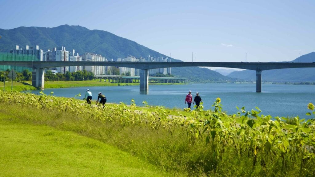 A picture of Namyangju Han River Park (남양주한강공원) on the Hangang Bike Path (한강 자전거길) in Namyangju City (남양주시) South, Korea.