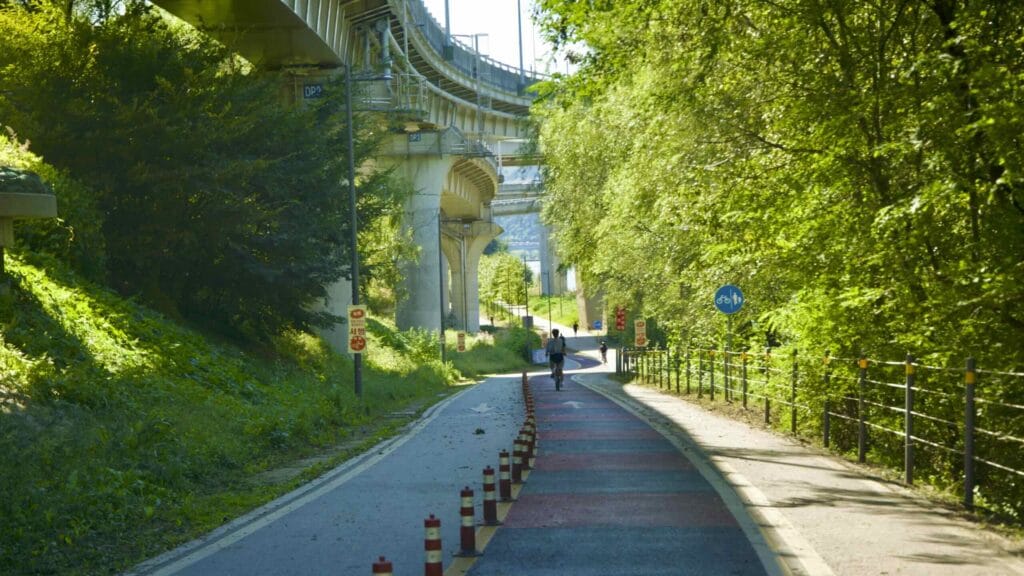 A picture of Amsa Pass (암사고개) in Gwangnaru Hangang Park (광나루한강공원) in Seoul, South Korea.