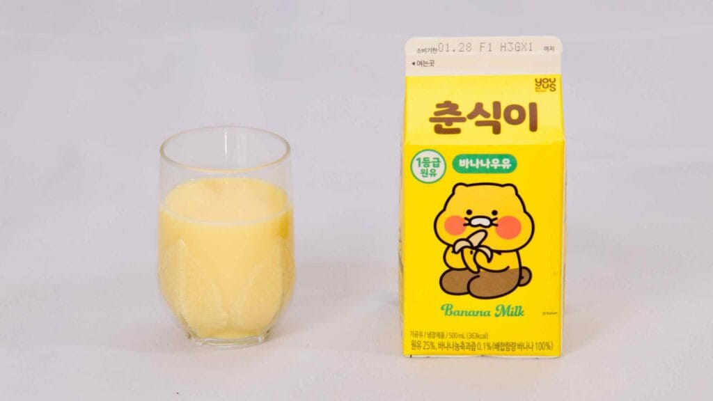 Banana milk is a popular Korean beverage that offers a milk with a sweet banana flavor.