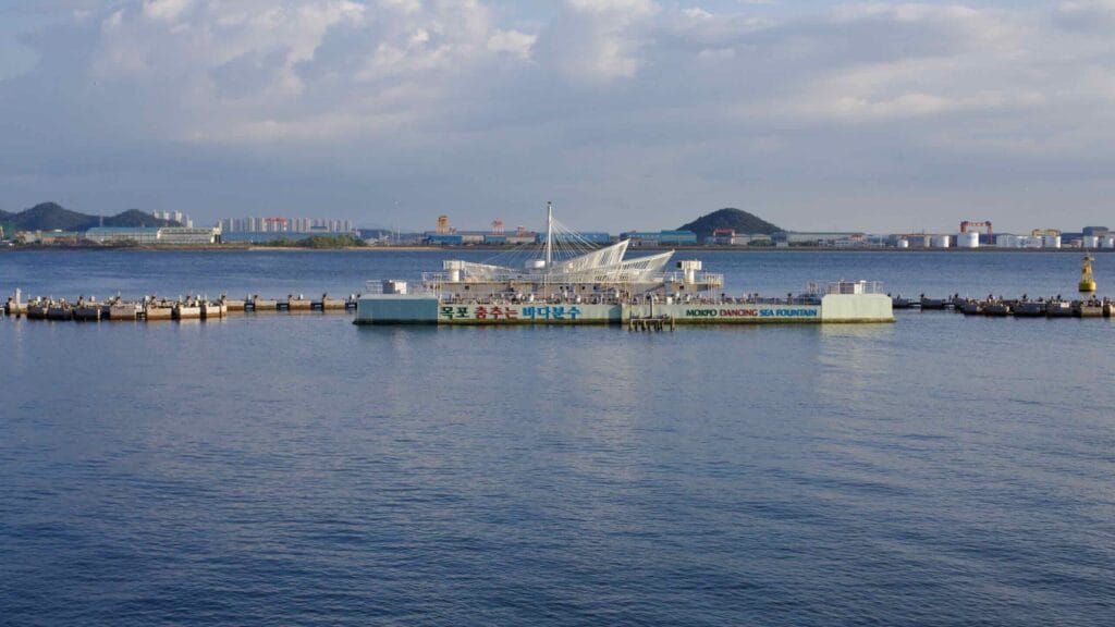 Mokpo Dancing Sea Fountain, the world’s largest floating music fountain.