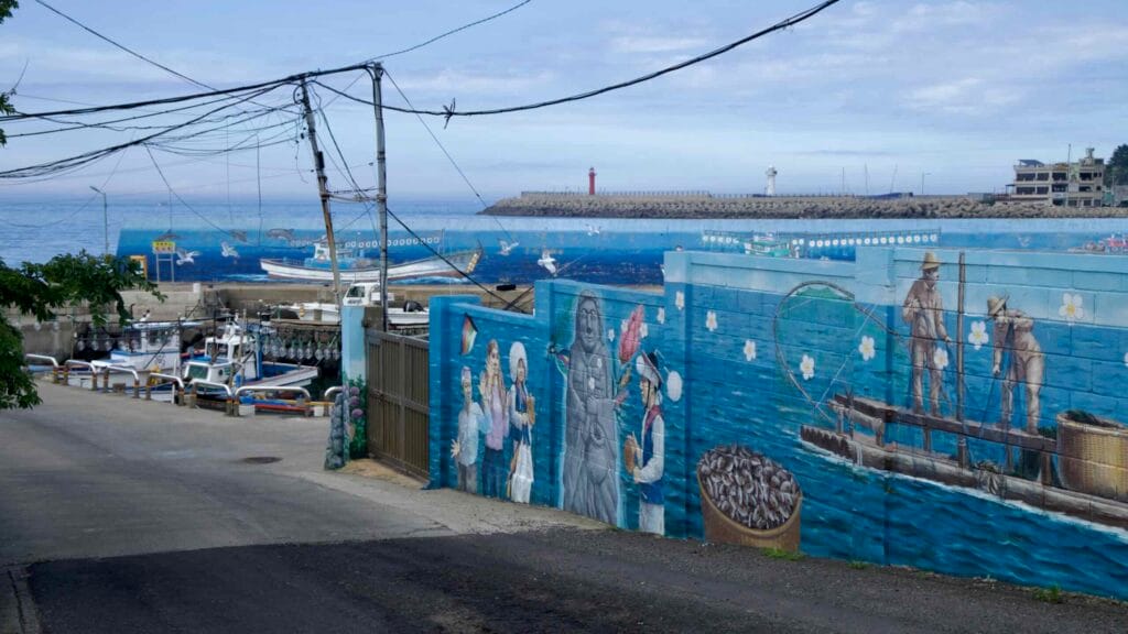 Murals depicting sea life near Gueom Port.