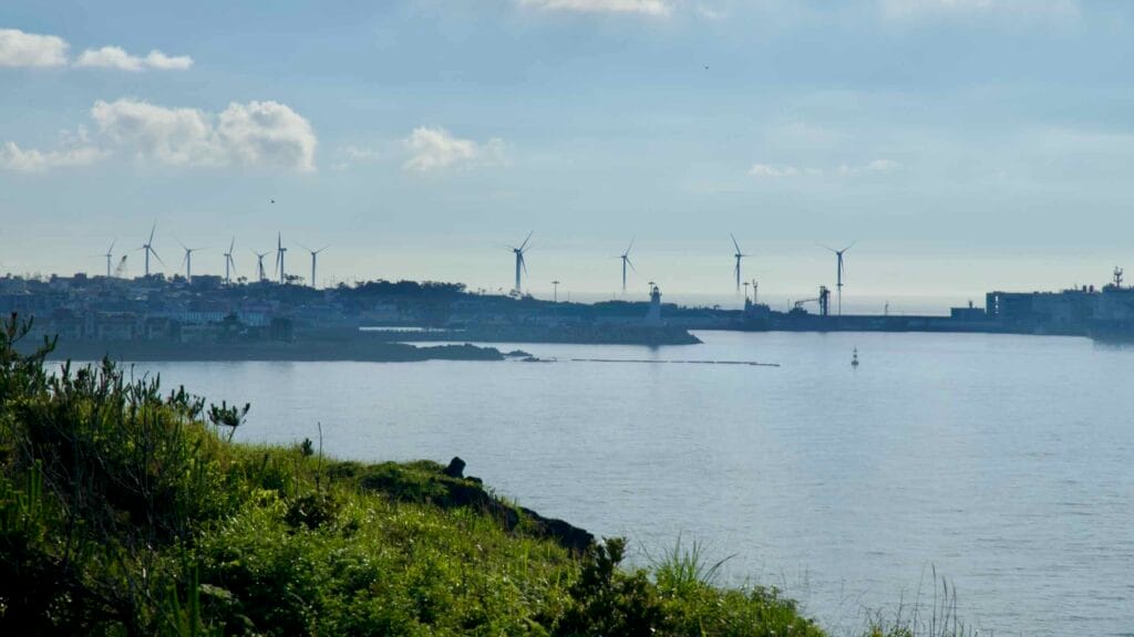 Looking across the water from the Hagu‑Aewol Coastal Road.