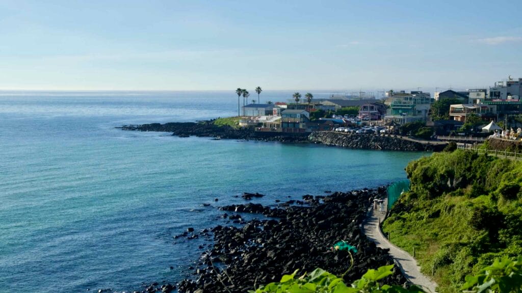 From the cliffside above Handam Beach and Handam Coastal Trail.