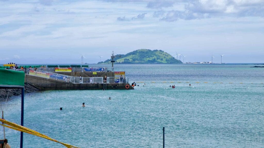 Calm bathing inlet at Panpo Port with Biyangdo offshore.