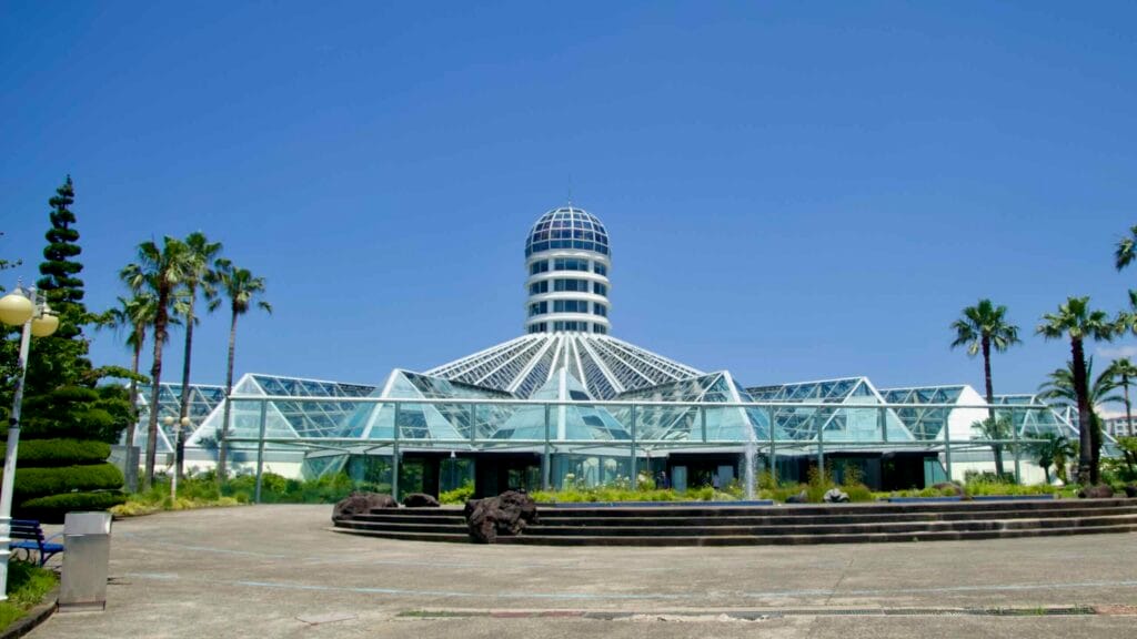 Exterior of Yeomiji’s glass‑roofed conservatory and tower.