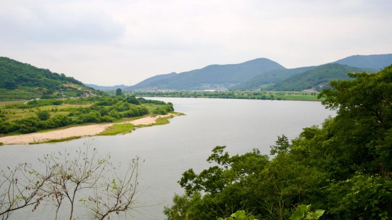 A picture of the Nakdong River (낙동강) along the Nakdonggang Bike Path (낙동강자전거길).